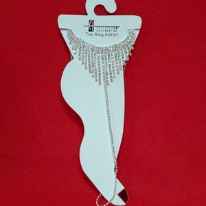Rhinestone toe ring anklet